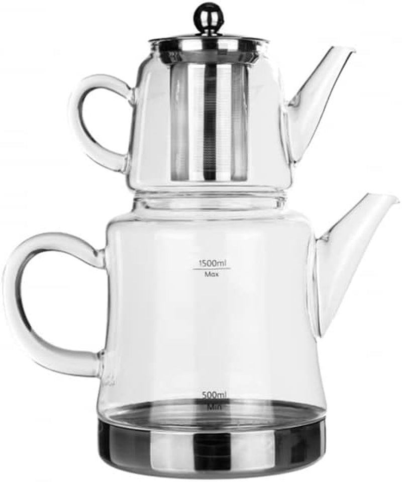 Karaca Caysever Robotea Pro Aparat de ceai automat vorbitor 4 în 1 cu filtru, încălzitor de terci și aparat de ceai la ibric, 2500 W, ceainic turcesc gri spațial