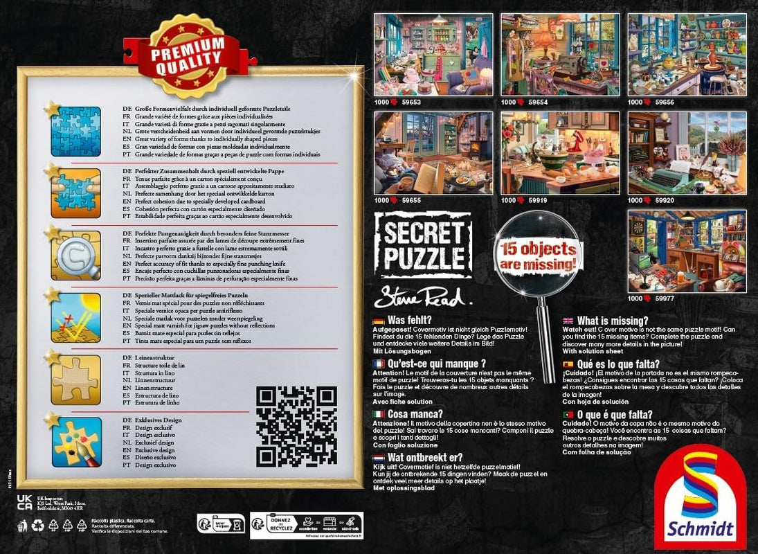 Schmidt Spiele 59655 În casa de vacanță, 1000 piese Puzzle secret Puzzle Naty Shop