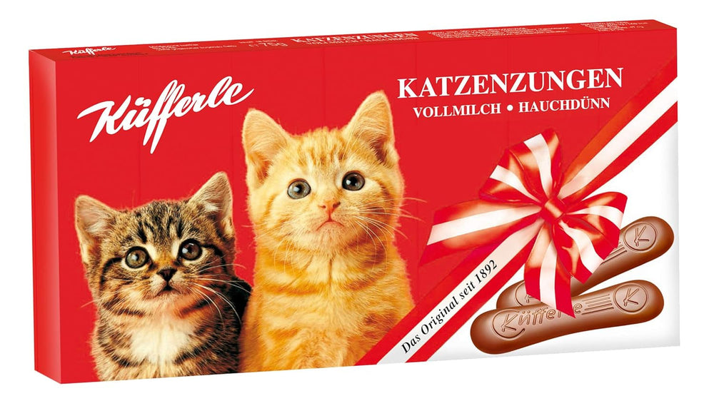Limbi de pisică Küfferle 10x75g pachet multiplu, ciocolată cu lapte, 10 bucăți