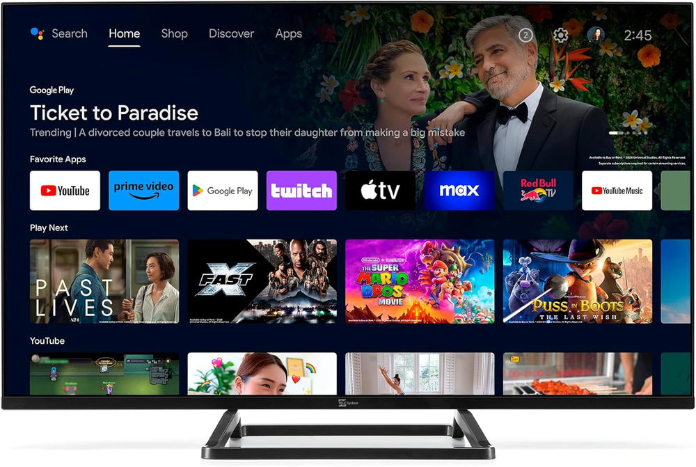 Smart TV 32" TS32FL SMG14, Android TV, DVB-T2/S2, Google Cast/Chromecast, Google Assistant, tivùsat HD, HbbTV, Pauză TV, Telecomandă vocală, 12V/220V pentru acasă, autorulotă, barcă