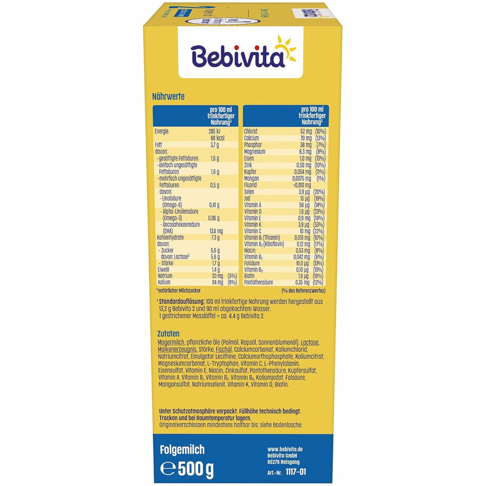 2 Folgemilch (4 x 500g), nach dem 6. Monat, mit Vitamin C und D, Omega-3 (DHA), altersgerecht sättigend