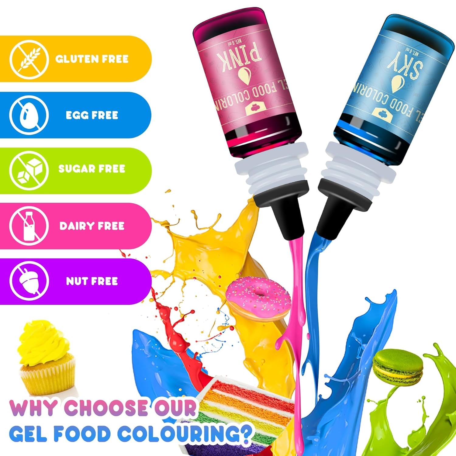 Lebensmittelfarbe Gel - 150G Konzentrierte Gel Lebensmittel Farben Zum Backen, Kuchen Dekorieren, Kekse Und Macaron - Zuckerfrei Food Coloring Für Getränken, Osterei, DIY Seifen Und Basteln (Weiß) Naty Shop