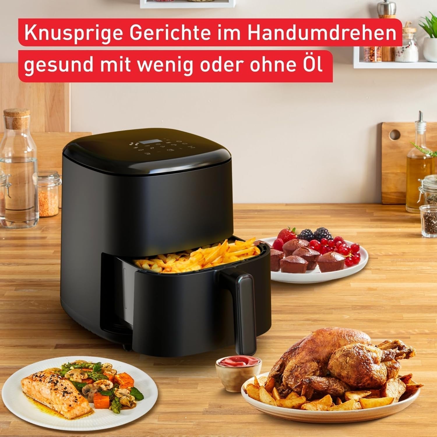 Tefal Easy Fry Max EY2458, 5 Liter, Heißluftfritteuse, 10 automatische Kochprogramme, digitaler Touchscreen Haushaltsgeräte Naty Shop