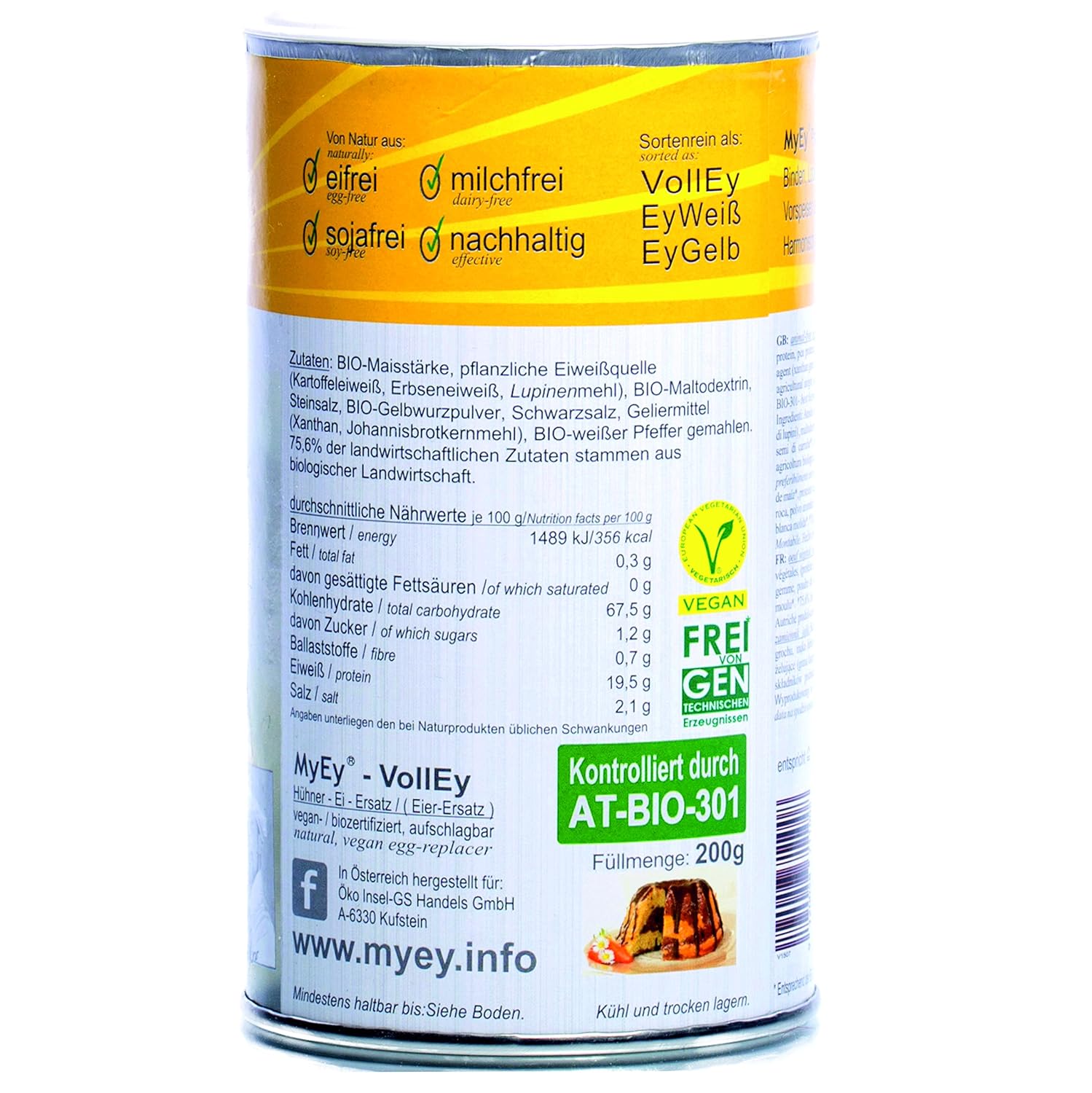 MyEy VollEy Ei Ersatz 200g – Veganes Pulver zum Kochen und Backen