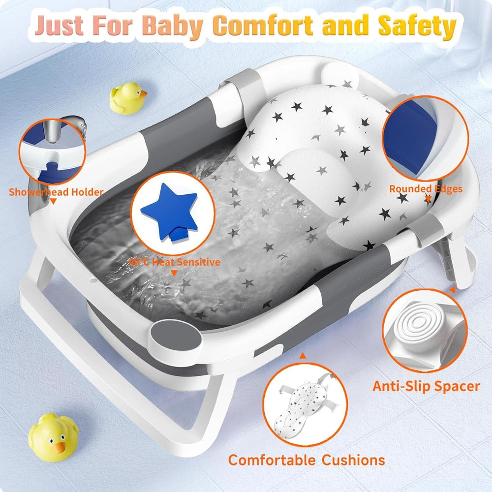 Rabb 1, tragbare Badewanne für Neugeborene und Kleinkinder mit rutschfester Matte und Ablaufloch. (Ohne Thermometer) Mutter und Kind Naty Shop