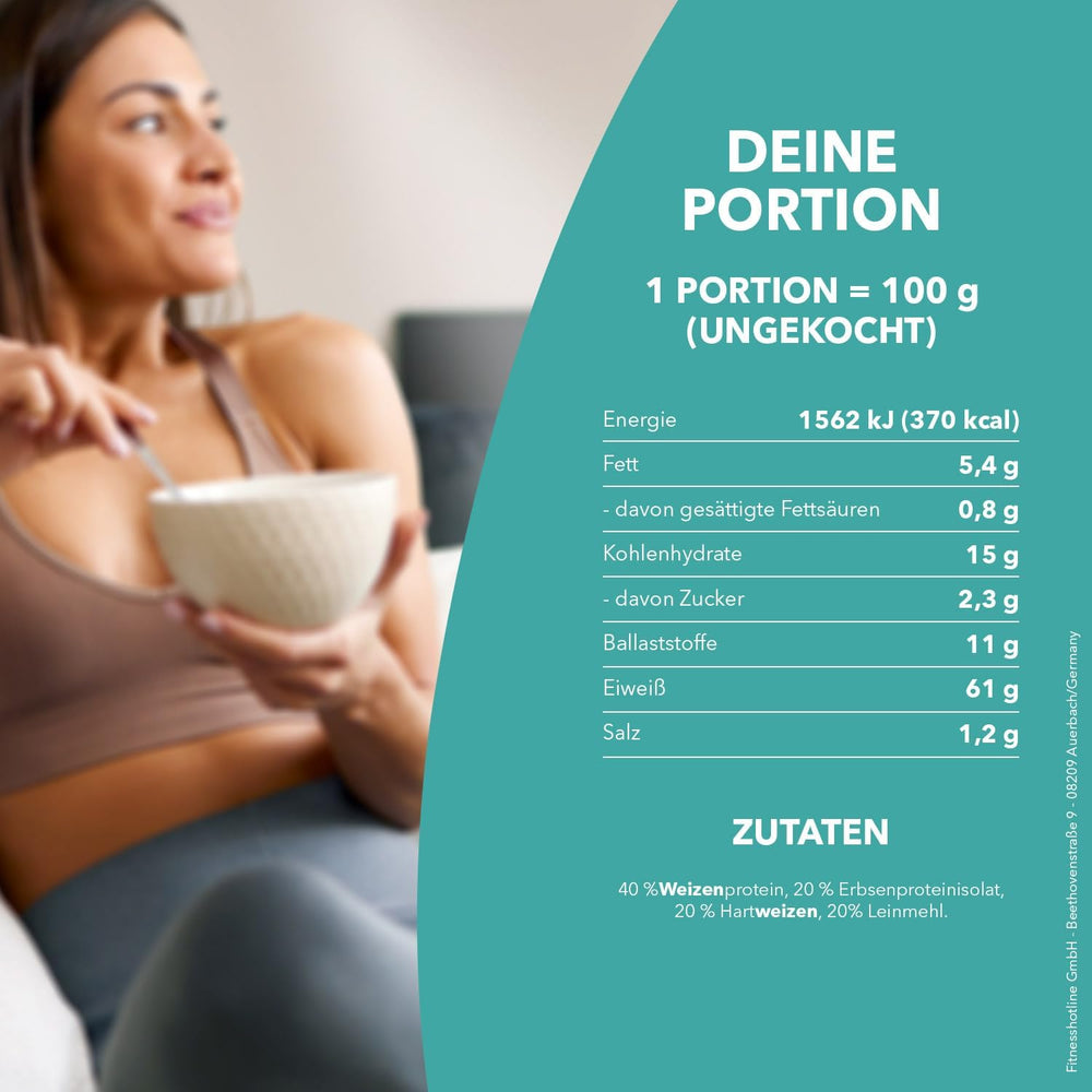 Best Body Nutrition Protein Pasta 6 x 200 g – Fit4Day High Protein Tagliatelle – 61 % Protein, Low Carb, Vegan & Laktosefrei, Sojafrei – Hochwertiges Erbsenprotein – Für kohlenhydratarme Diäten