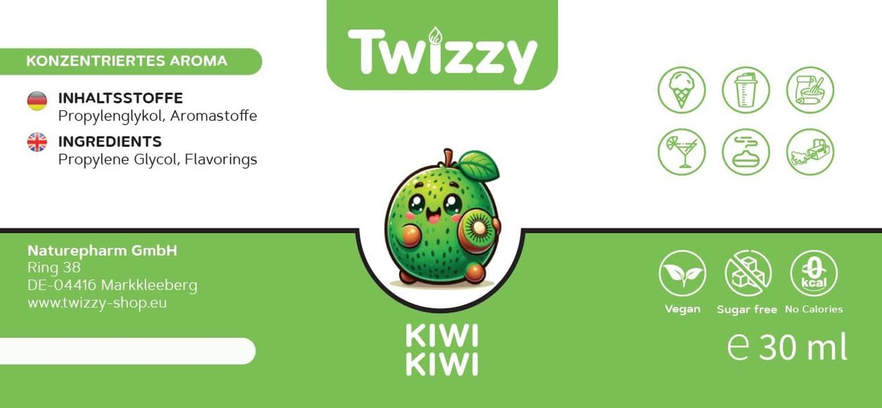 Twizzy Konzentriertes Kiwi-Aroma, 30 ml Aromen Naty Shop