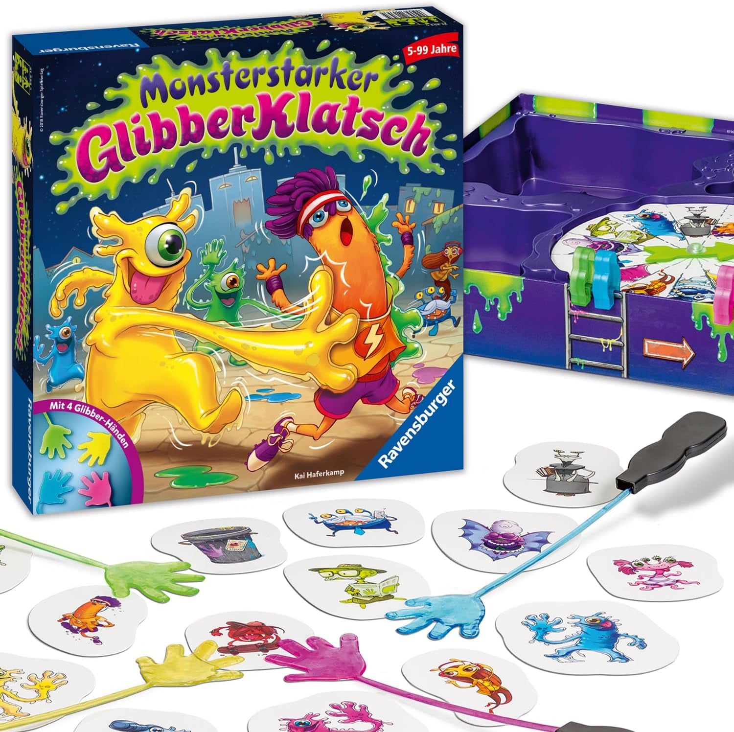 Ravensburger Monster Strong Slime Slap-Spiel für Kinder, Party- und Familienspiel für Kinder und Erwachsene, 2–4 Spieler, ab 5 Jahren