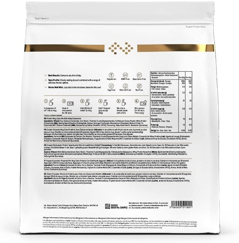 Protein Works Protein Tassenkuchen | Schokoladencreme | Dieser Köstliche Nachtisch Ist Sehr Protein- Und Ballaststoffreich| 500G Mischung zum Backen und Kochen Naty Shop