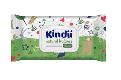 Șervețele umede Kindii Natural Balance pentru bebeluși – (1 x 60 buc.) Șervețele umede pentru bebeluși și copii – Protectoare, Aloe Vera, Parfum delicat – 60 buc.