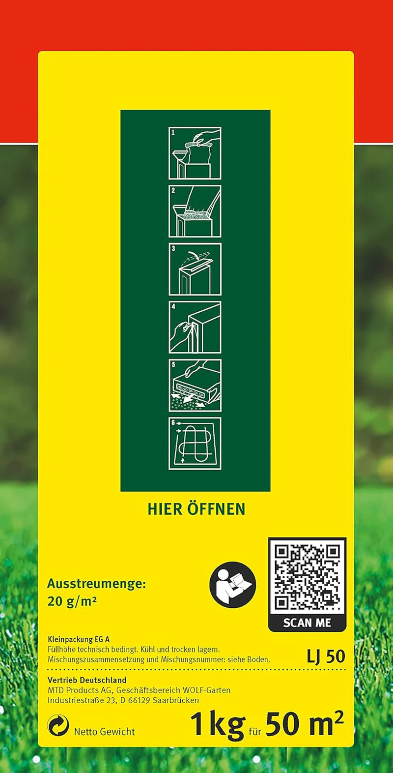 WOLF Garten Wolf-Garten - Strapazier-Rasen LJ 50; 3821030, Rot
