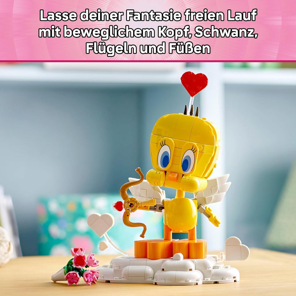 LEGO Looney Tunes Liebesbote Tweety - Modellbau zu Looney Tunes mit Zubehör - Blumenstrauß, Herz, Amor-Bogen & Wolkenständer - Kreatives Geschenk für Mädchen & Teenager ab 12 Jahren - 40824
