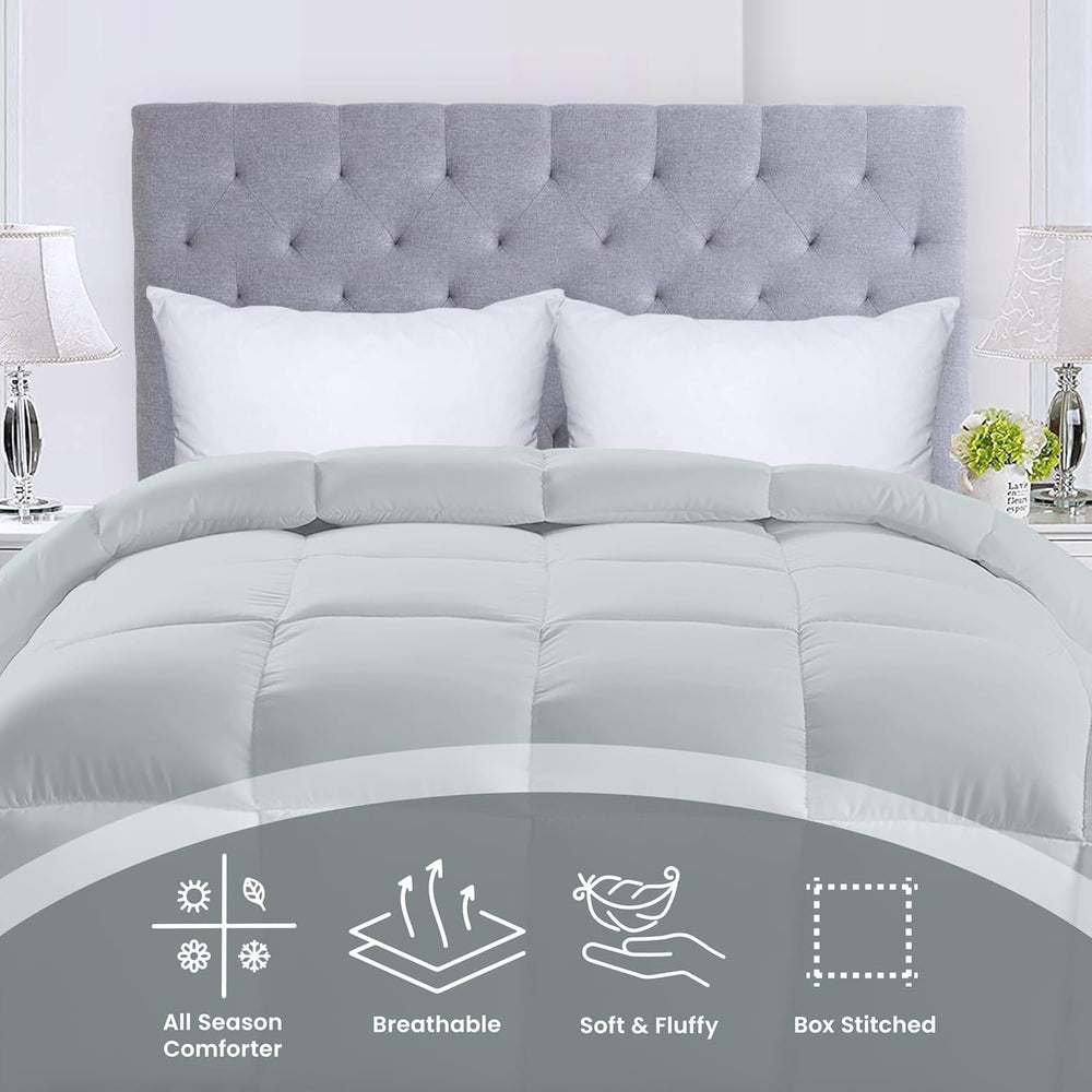 Plapumă Utopia Bedding pentru toate anotimpurile, 250 g/m², pluș, umplutură din fibre siliconizate, pat dublu, cusută în cutie (pat dublu, XL, gri deschis) Plapumi si pilote Naty Shop