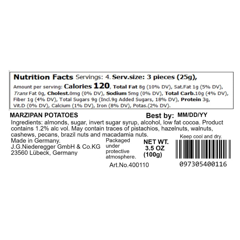 Cartofi cu marțipan Niederegger 100g