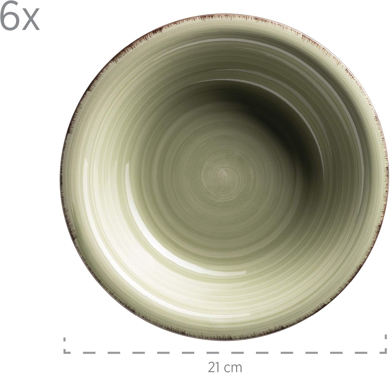 MÄSER Tellerset für 6 Personen im modernen Vintage-Look, 12-teiliges Tafelservice, handbemalt, grün, Steinzeug, olivgrün (Bel Tempo II) Geschirrsets Naty Shop