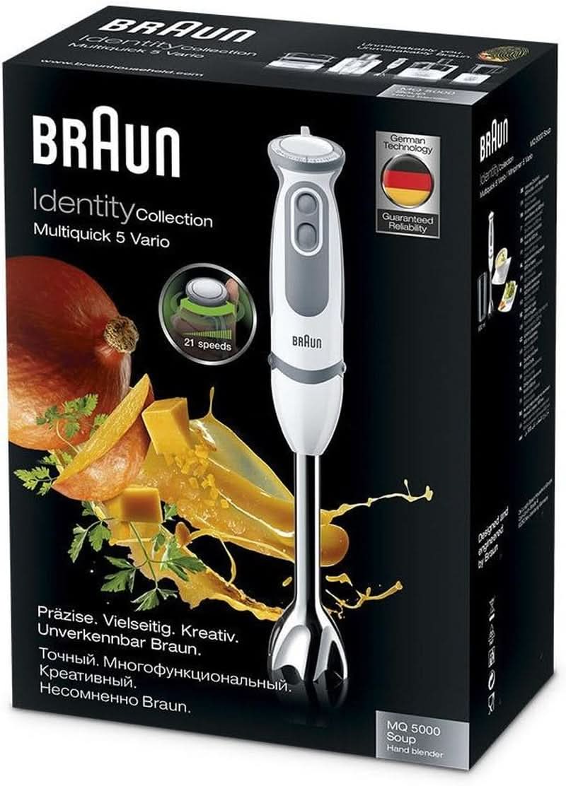 Braun Multiquick 5 Vario MQ 5000 Stabmixer | 750 W | Easyclick System | Powerbell Technologie | 21 Geschwindigkeitsstufen | Mixen Und Pürieren Mama si Copilul Naty Shop