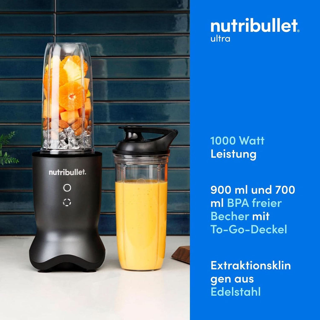 Nutribullet Personal Blender, Der Leistungsstärkste Mixer Für Eine Portion, 1000 Watt Und Leiser Motor, 900 Ml Becher Aus Tritan Renew, Leuchtende Touch Bedienknöpfe, Dunkel Grau Bucatarie Naty Shop