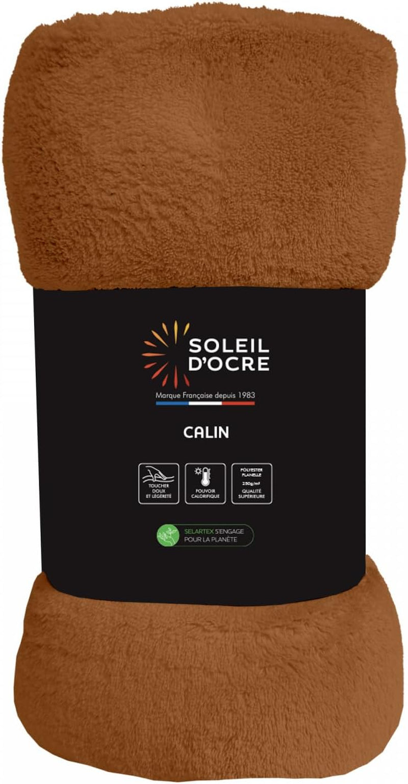 Soleil D'Ocre, pătură din flanel, 220 X 240 Cm, Calin, maro Plapumi si pilote Naty Shop Portocaliu 220 X 240 Cm