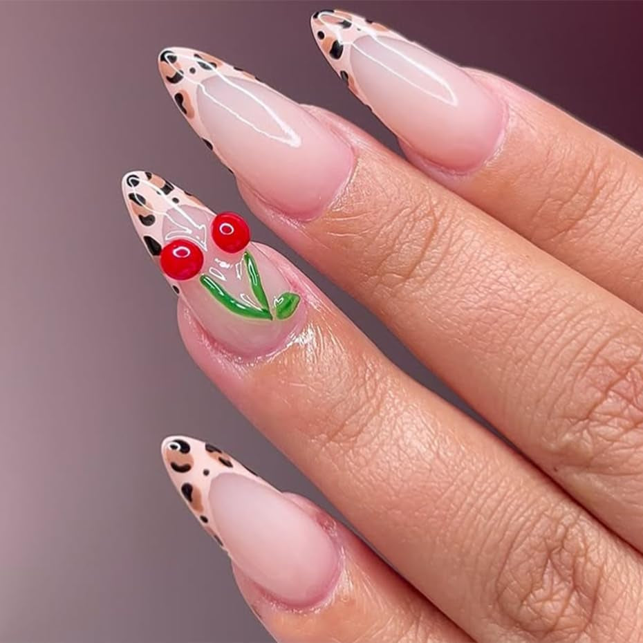 Mouyouglow Unghii lungi, Stiletto, alb lăptos, gradient roz, sclipici, cool, unghii false cu lipici, unghii artificiale roz Ombre sclipici