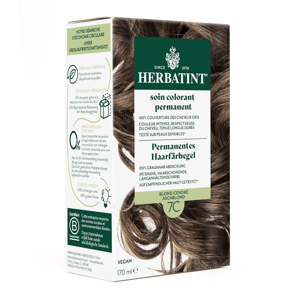 Gel pentru vopsirea permanentă a părului 6N blond închis - 170 ml I Fără amoniac, acoperire 100% a părului gri I Testat pe piele sensibilă, cu 8 extracte de plante