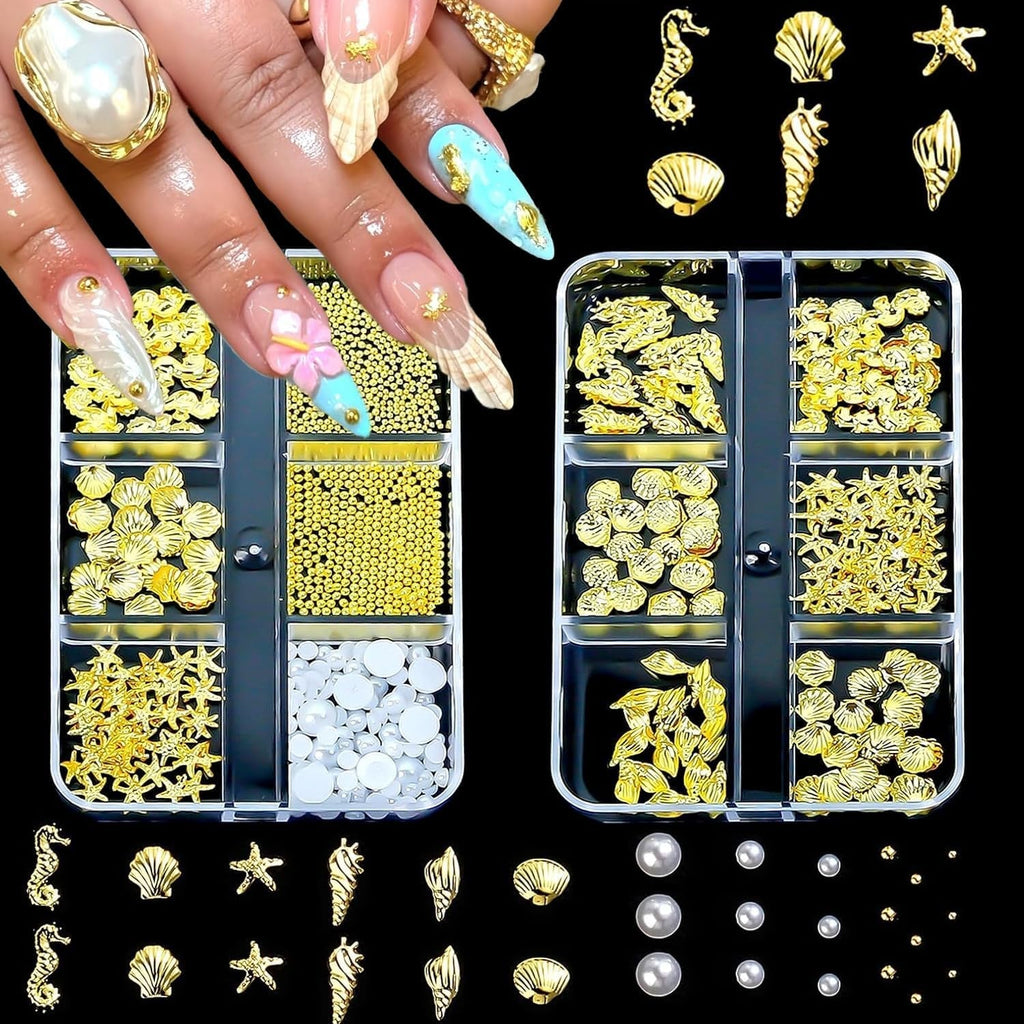 Nail Charms,6 Boxen Gold Silber Nagel Charms 3D Gold Bogen Stern Nail Art Dekoration+6200 Strasssteine Bunt Steine AB Perlen Diamanten,3D Legierung Bow Nail Gems Nagel Deko Für Frauen Nagel (6-A)