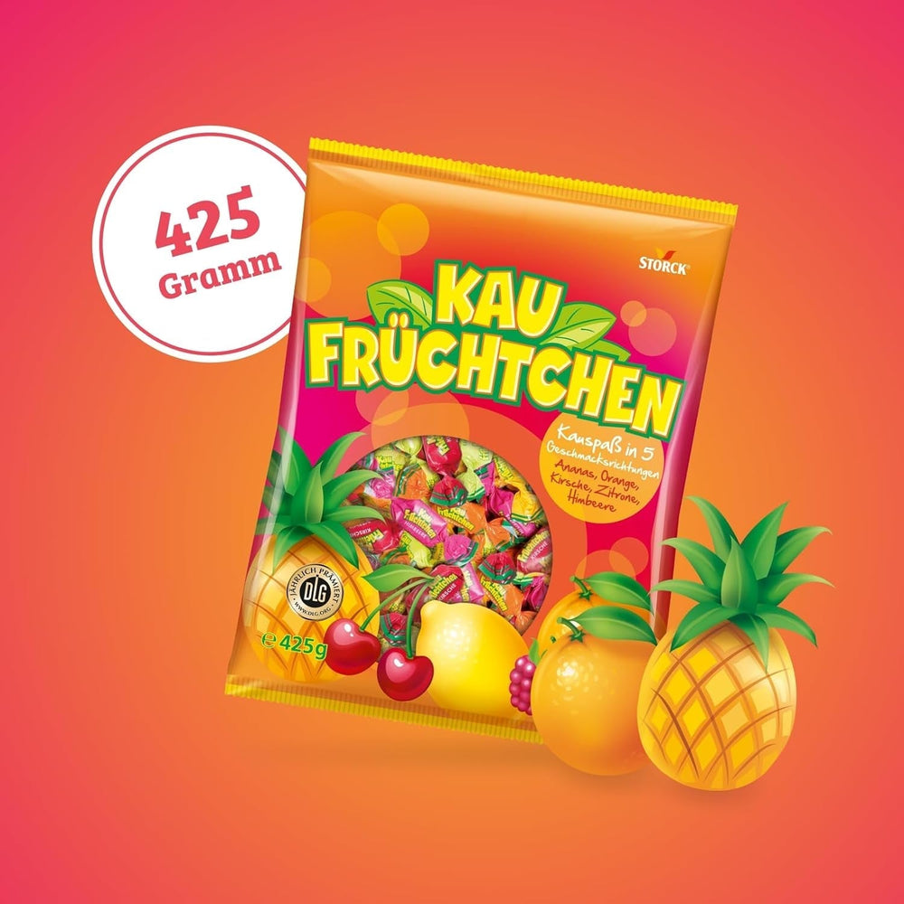 Kaufrüchtchen – 1 x 425G – Karamellbonbons mit fünf Fruchtgeschmacksrichtungen Naty Shop