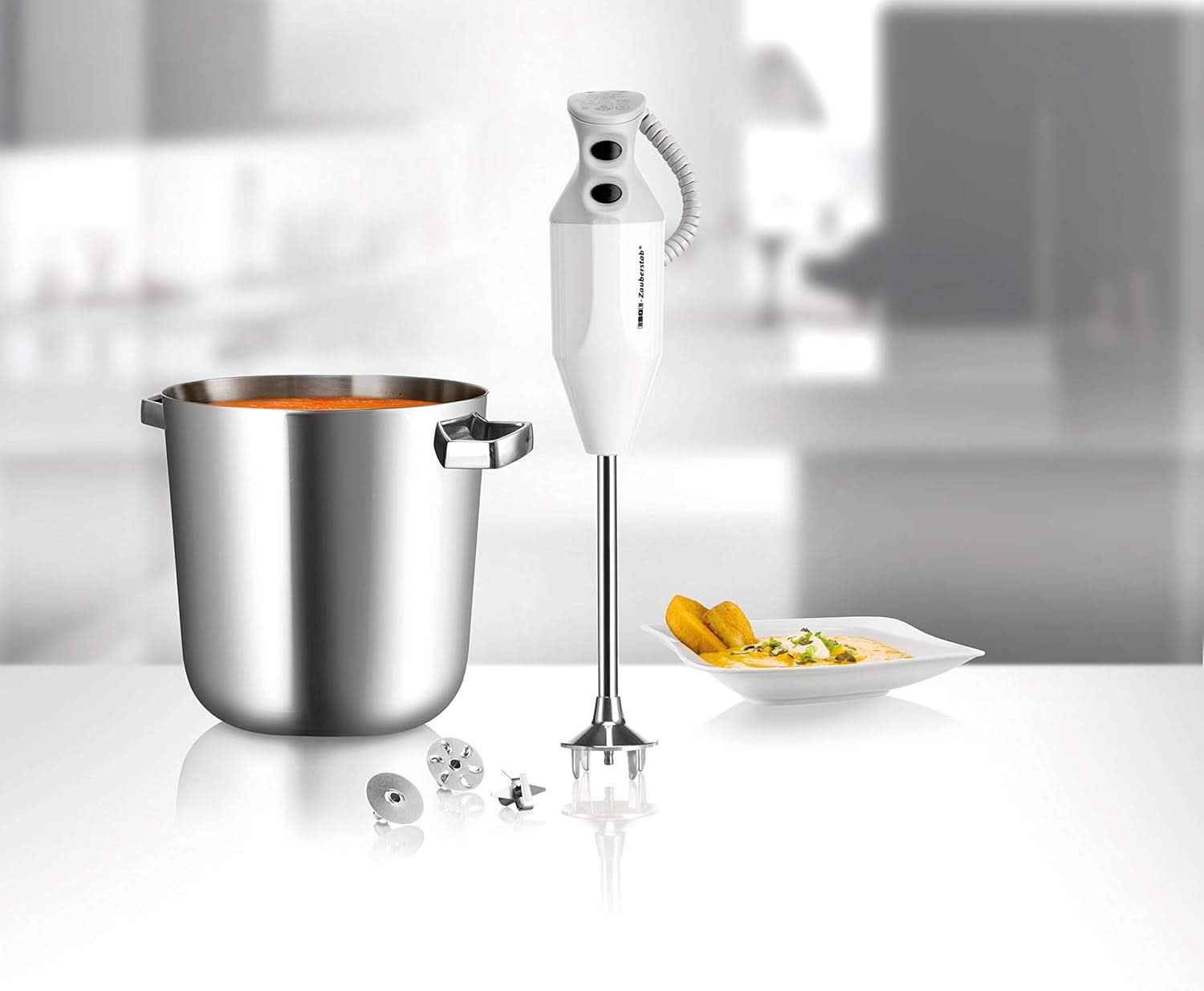 ESGE Zauberstab P 200 Profi, Stabmixer Weiß Inkl. Zubehör, Bis Zu 17.000 U/Min, 90860, Weiß/Grau Kitchen Naty Shop