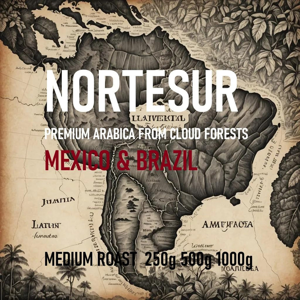 Cafea Norte Sur, cafea tare pentru măcinarea zilnică. 100% Arabica din Mexic și Brazilia.