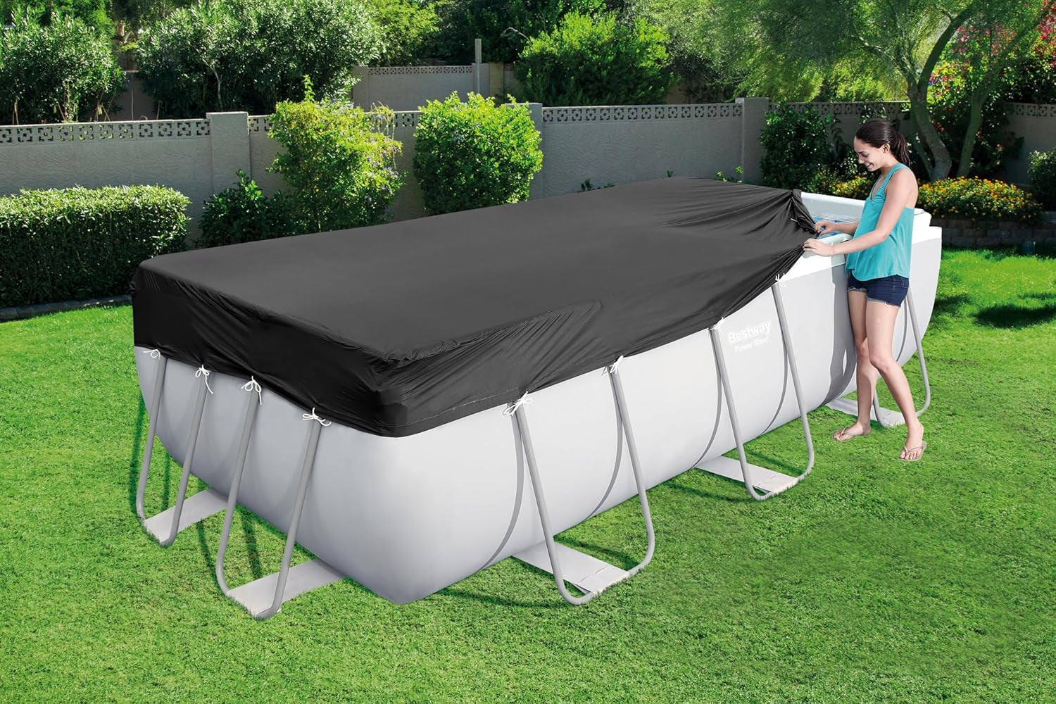 Prelată Bestway PVC 396 x 185 cm, neagră, dreptunghiulară