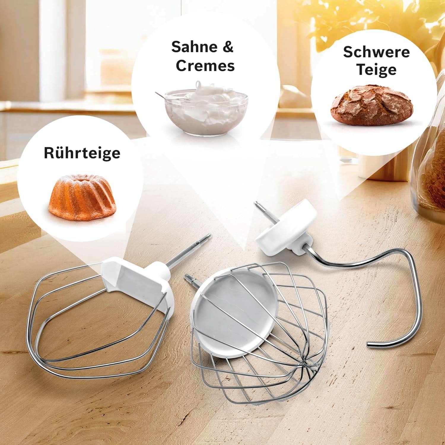 Bosch Küchenmaschine Serie 2 MUMS2EW00, Edelstahl-Schüssel 3,8 L, Planetenrührwerk, Knethaken, Schlag-, Rührbesen Edelstahl, 4 Arbeitsstufen, Durch Optionales Zubehör Erweiterbar, 700W, Weiß Kitchen Naty Shop