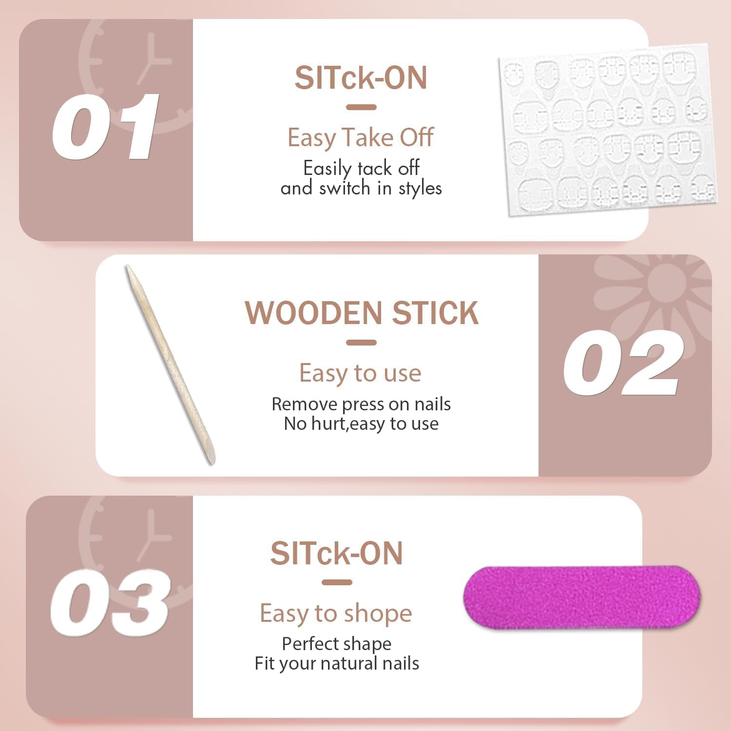 Unghii cromate autoadezive - Unghii maro cu sclipici pentru lipire, culoare migdale medii, unghii false strălucitoare, unghii artificiale pentru lipire, unghii acrilice glazurate pentru femei, 24 bucăți