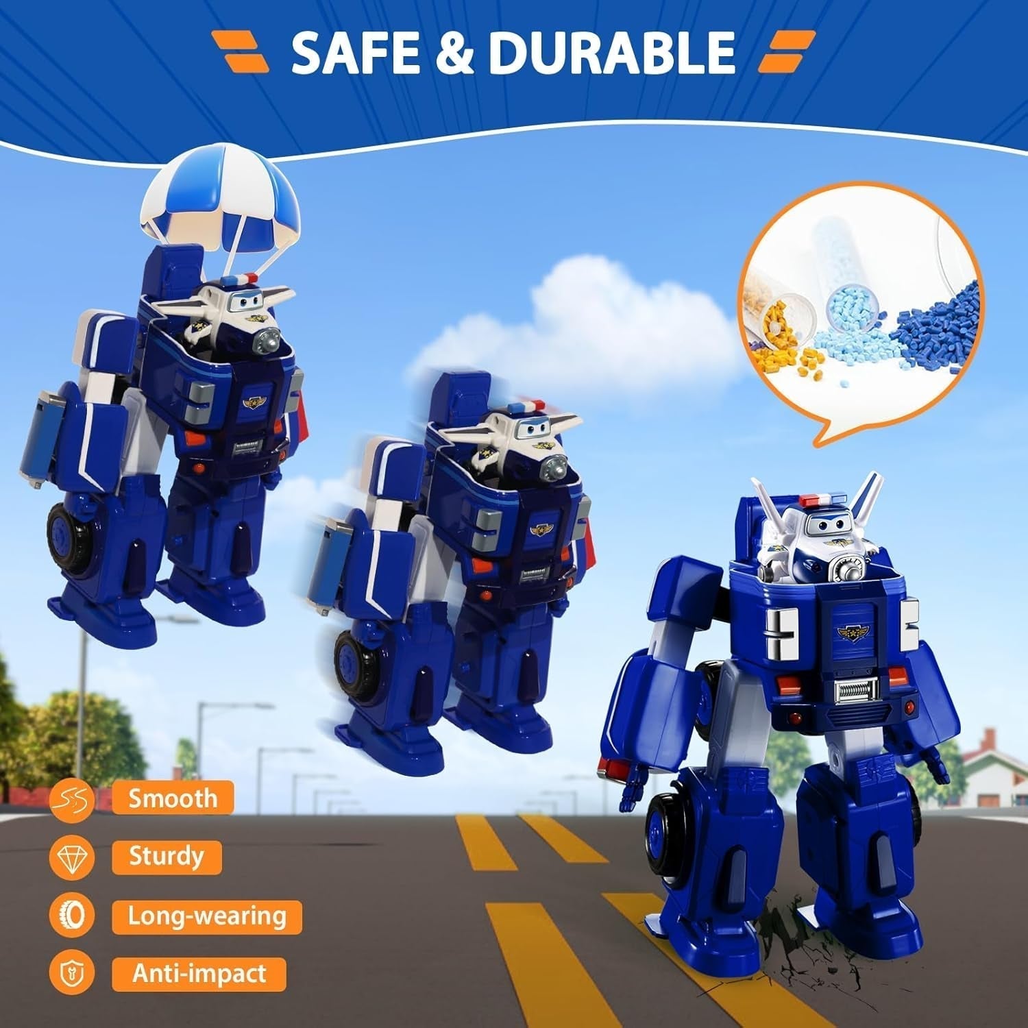 SUPER WINGS – WANDELBARES ROBOTERFAHRZEUG „PAUL’S CRUISER“ 18 cm + 1 FIGUR 5 cm – Transform-A-Bots Spielzeugauto und Flugzeug aus der Zeichentrickserie – Spielzeug für Kinder ab 3 Jahren. Actionfiguren Naty Shop