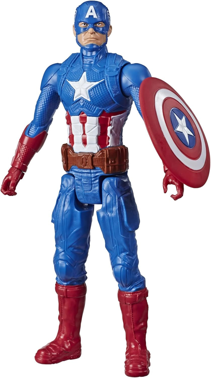 Marvel Avengers Titan Hero Series Blast Gear Captain America Actionfigur, 30 cm großes Spielzeug für Kinder ab 4 Jahren, blaue Actionfiguren, Naty Shop Standardtitel