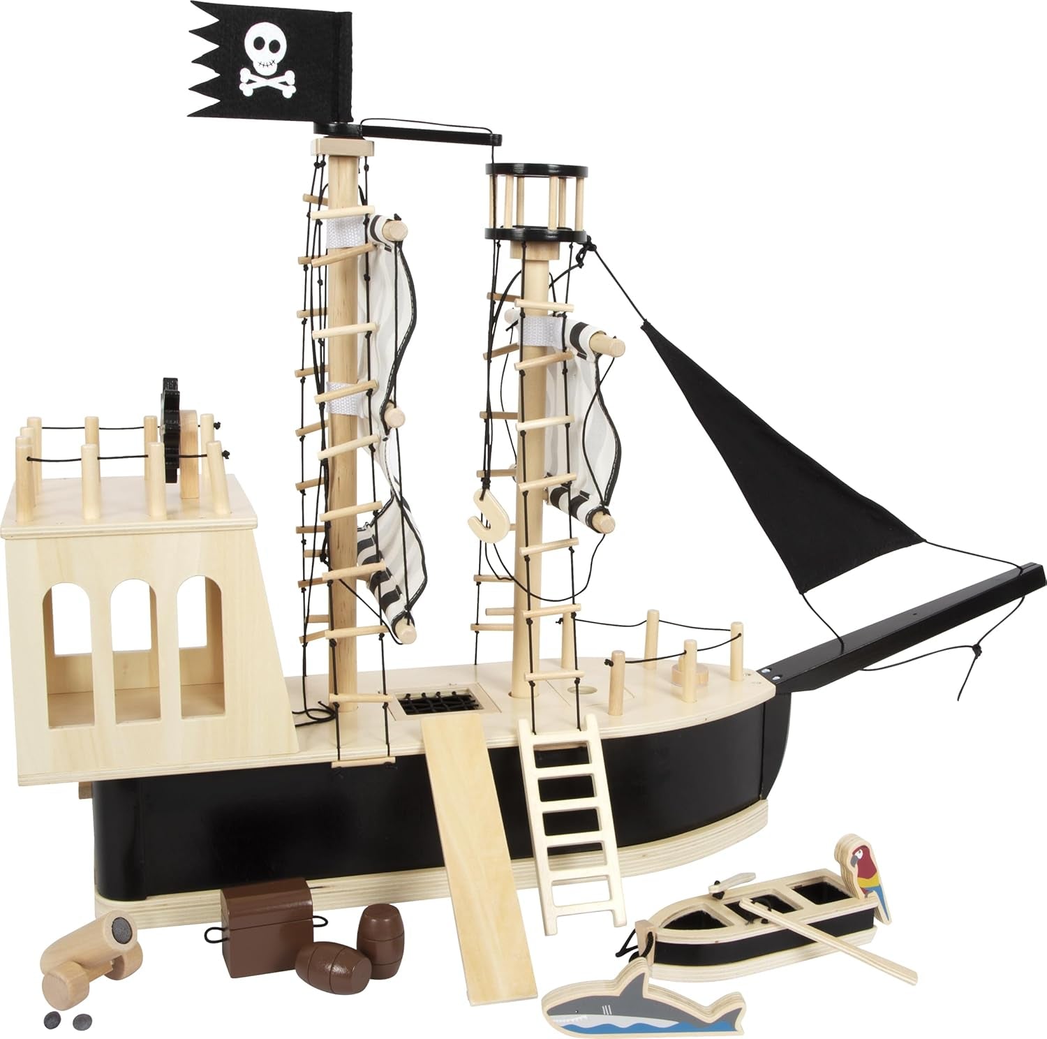 small foot Biegepuppen Piraten Figuren aus Holz, 5 Piraten und 1 Affe, detailreich und flexibel, ab 3 Jahren, 12412