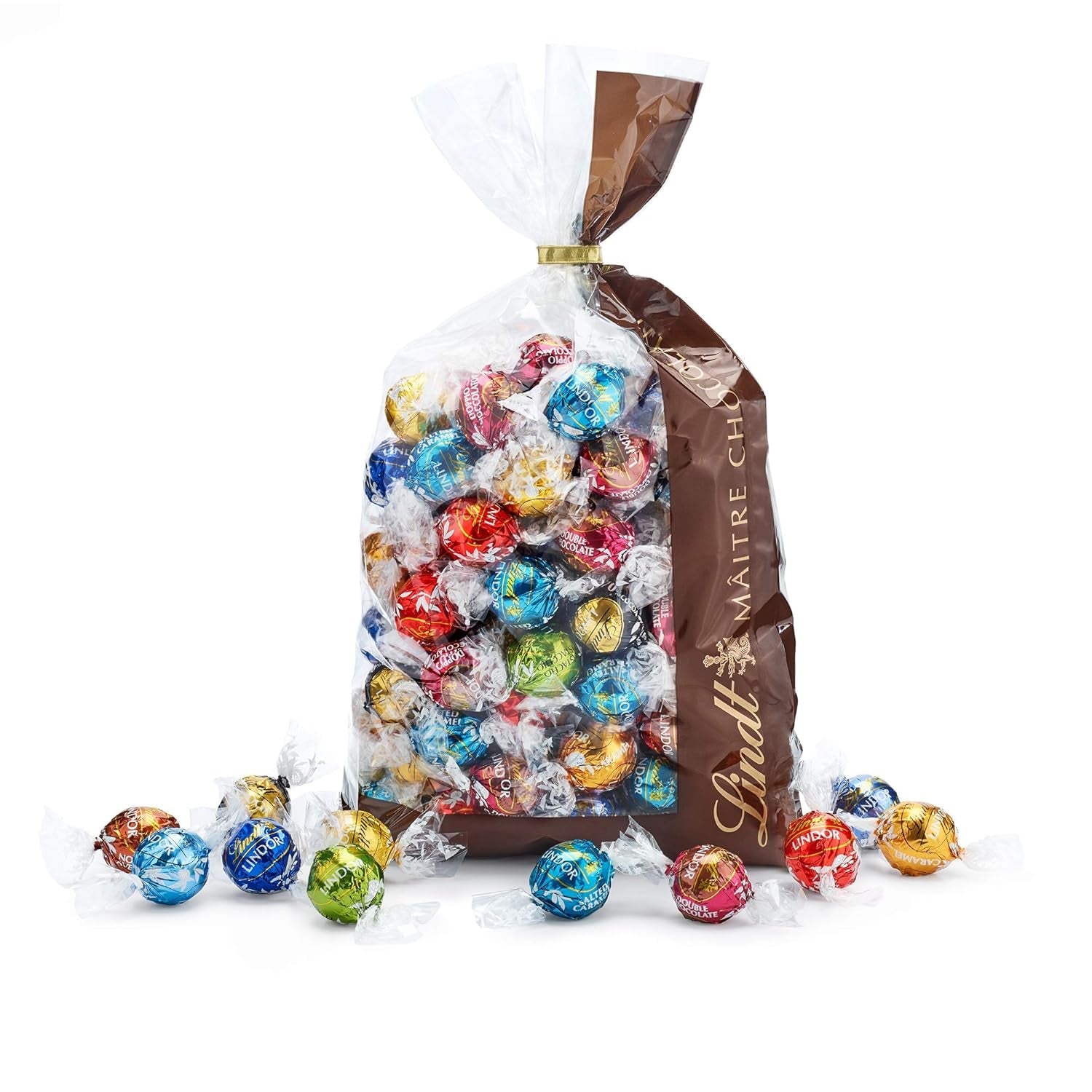 Mix de ciocolată LINDOR | 1371 g | Aprox. 109 bile: Mix clasic pentru bile de ciocolată cu lapte și LINDOR | Aprox. 80 de bile de ciocolată (lapte, albă, neagră 60%, alune) | Pachet vrac, 1 kg