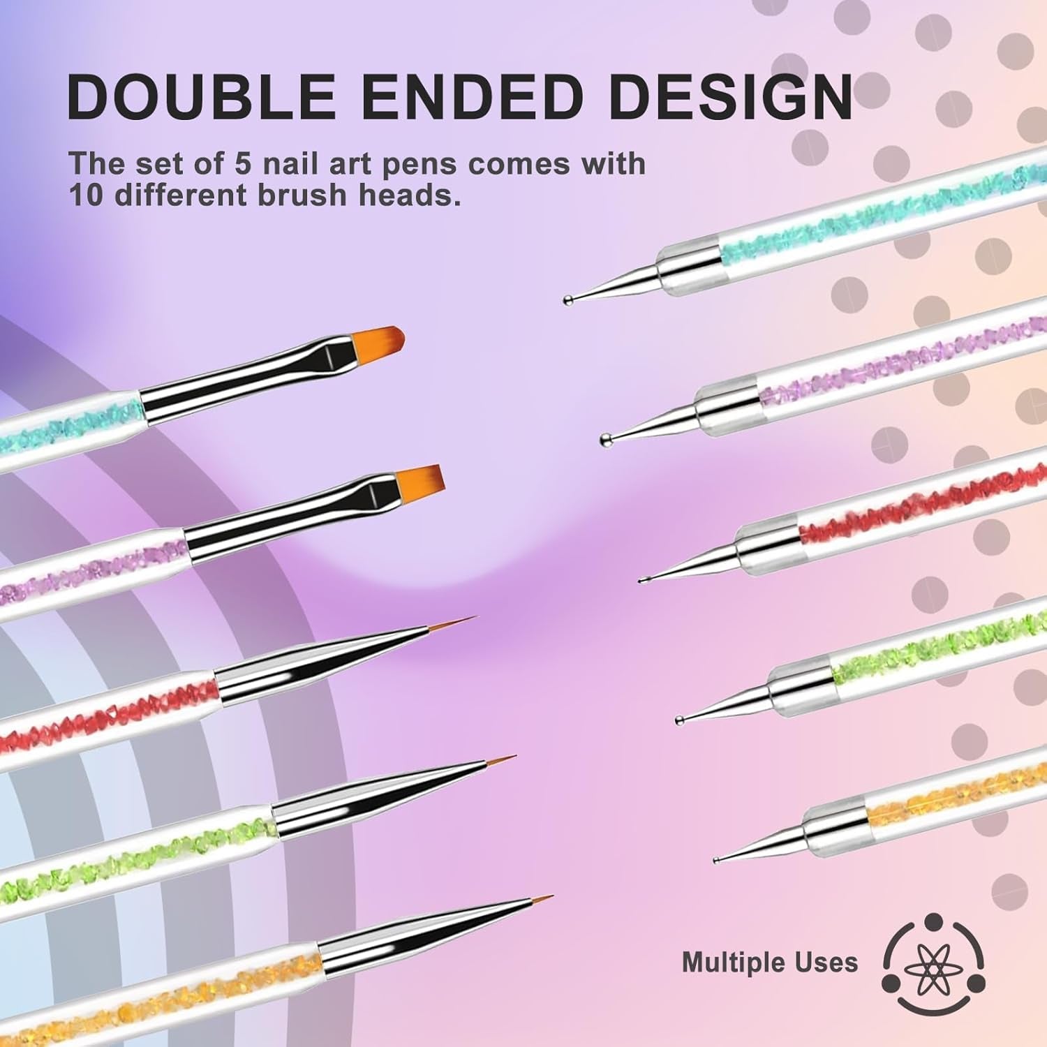 5 Stück Nagel Pinsel, Pinsel Für Gelnägel, Nageldesign Pinsel, Nail Art Dotting Tools, Für Herstellen Von Nagellack, Punktieren, Feinmalerei, DIY