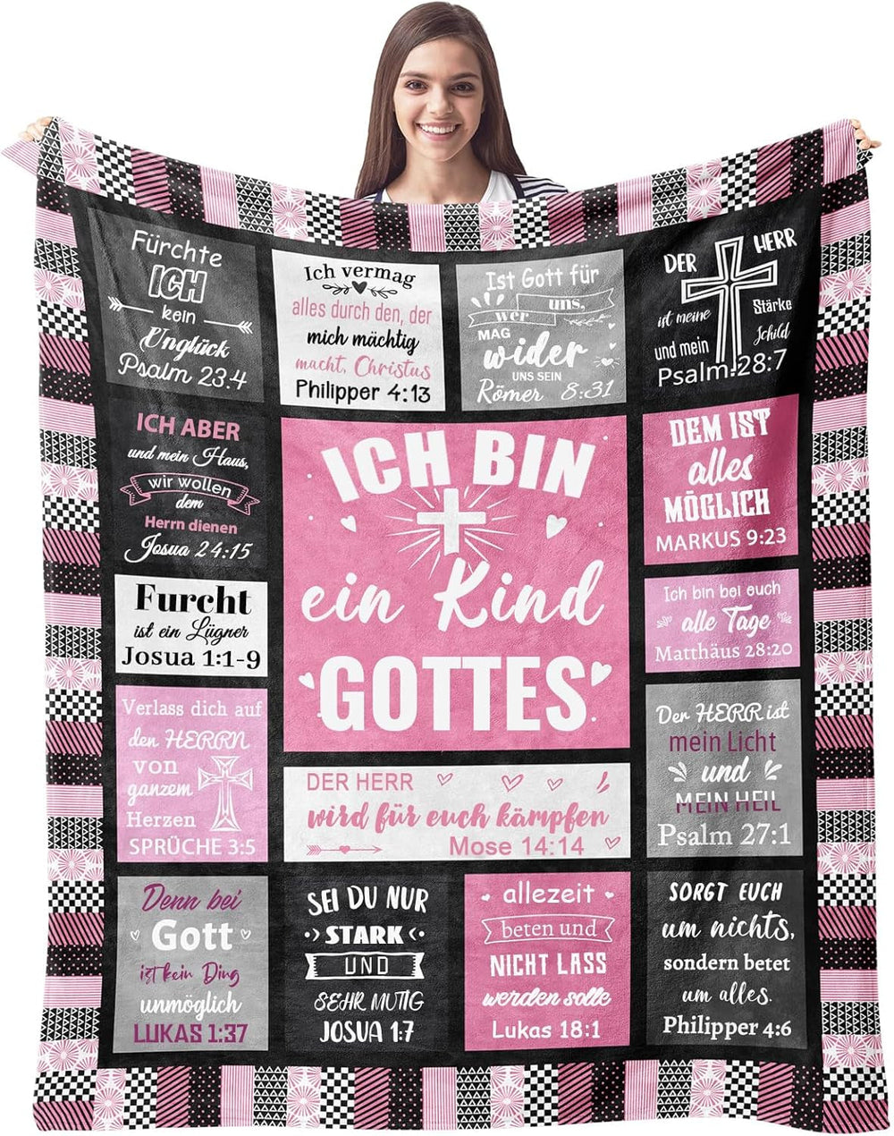 ZQYMM Christliche Geschenke für Frauen und Männer, Tauf-/Konfirmationsgeschenke für Mädchen/Jungen, inspirierende/religiöse, katholische spirituelle Geschenke, Geburtstagsgeschenke für Christen. ZQYMM Betten und Decken, rosa, 150 x 220 cm