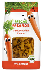 Freche Freunde Bio-Gemüsenudeln „Karotte“, 25 % Gemüseanteil, vegan, 6er-Pack (6 x 300 g)