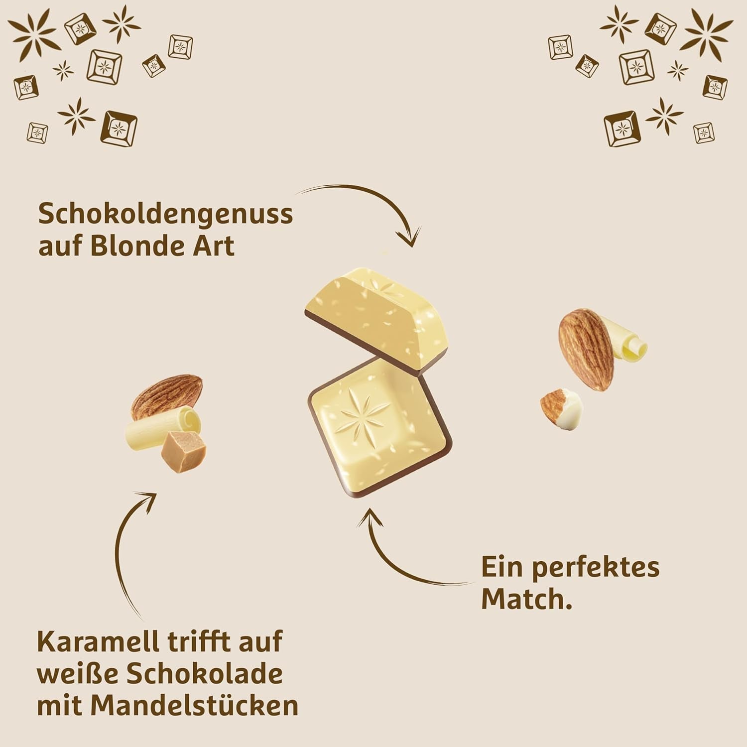 Schogetten Blonde Almond | Ciocolată albă cu caramel și bucăți de migdale | 100 g | Porționat convenabil (pachet de 2)