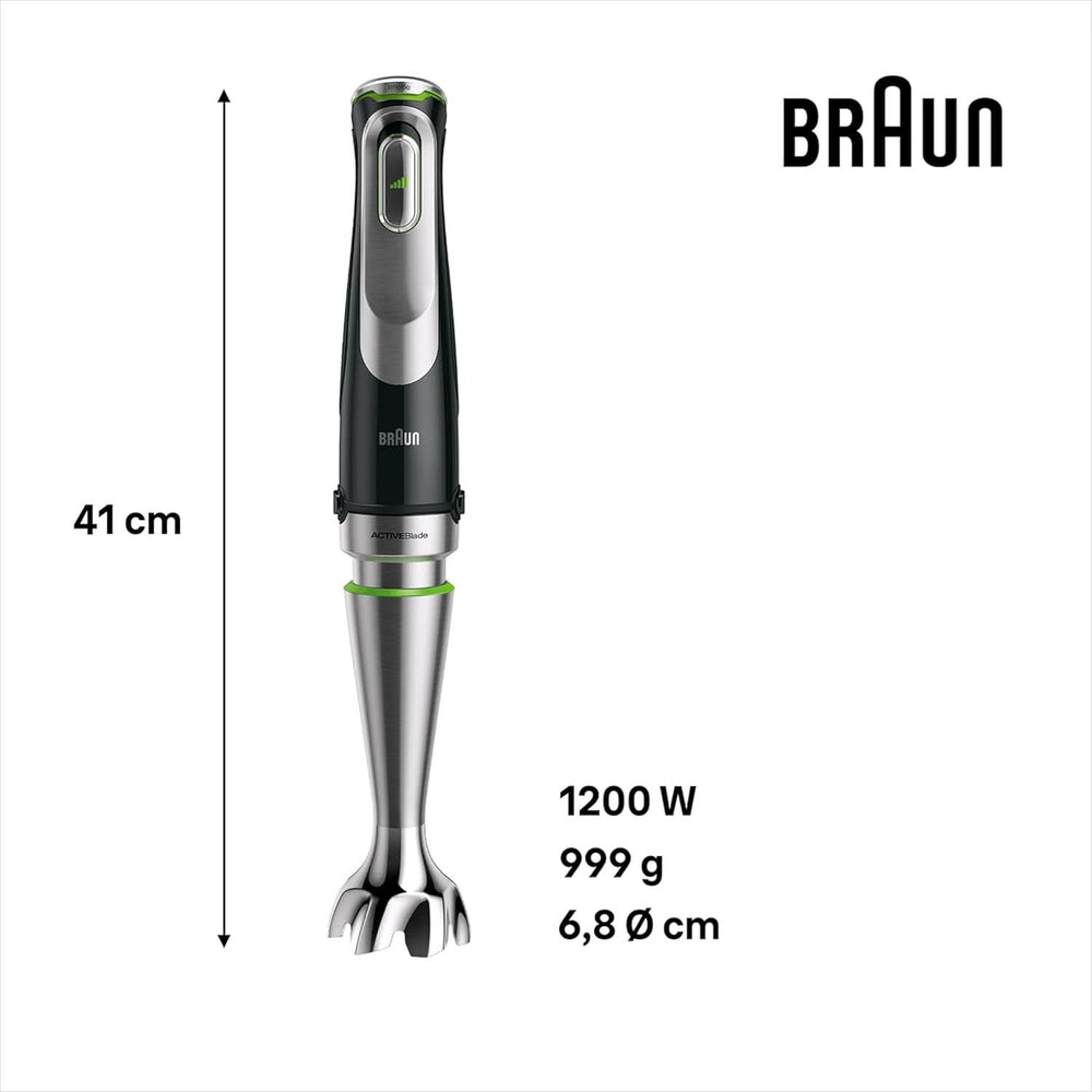 Braun Multiquick 9 MQ 9147X – 5-In-1 Stabmixer Mit Standmixer-Aufsatz, Zerkleinerer, Kartoffel- & Gemüsestampfer & Schneebesen, Stufenlose Geschwindigkeitseinstellung, 1200 W, Schwarz/Edelstahl Kitchen Naty Shop