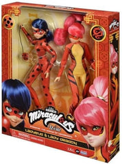BANDAI - Miraculous World: Shanghai, die Legende von Ladydragon - Puppen - Ladybug & Lady Dragon - Puppen mit Gelenken, 26 cm - P50368
