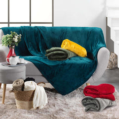 Douceur D'Intérieur FLANOU Plaid, Poliester, Albastru, 125 X 150 Cm Plapumi si pilote Naty Shop