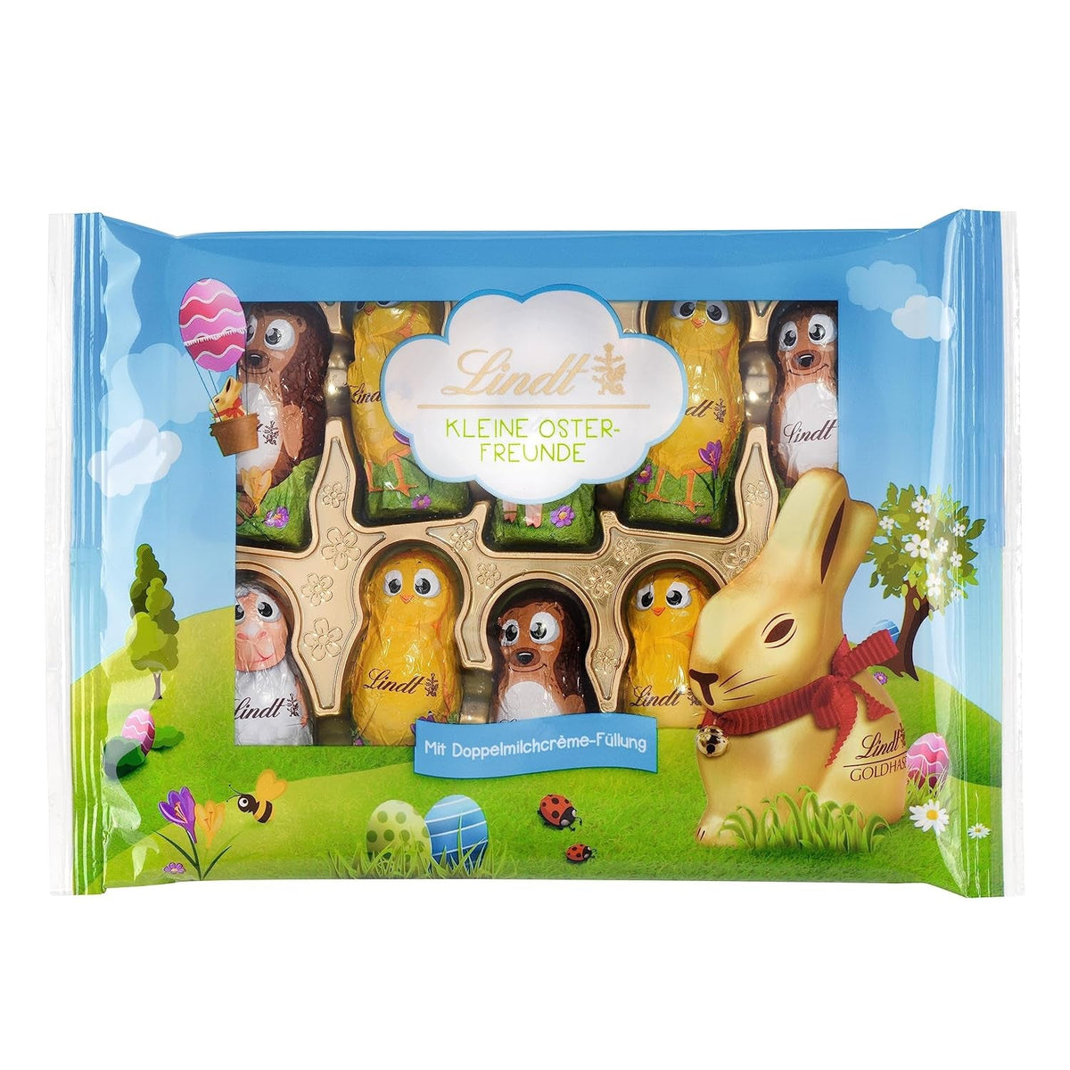 Lindt Micii Prieteni de Paște cu Ciocolată | 2 x 100 g | 10 Prieteni Distractivi de Paște Lindt | Cremă Fină Dublă de Lapte în Ciocolată cu Lapte Alpină | Ouă de Paște pentru Copii | Cadou de Ciocolată