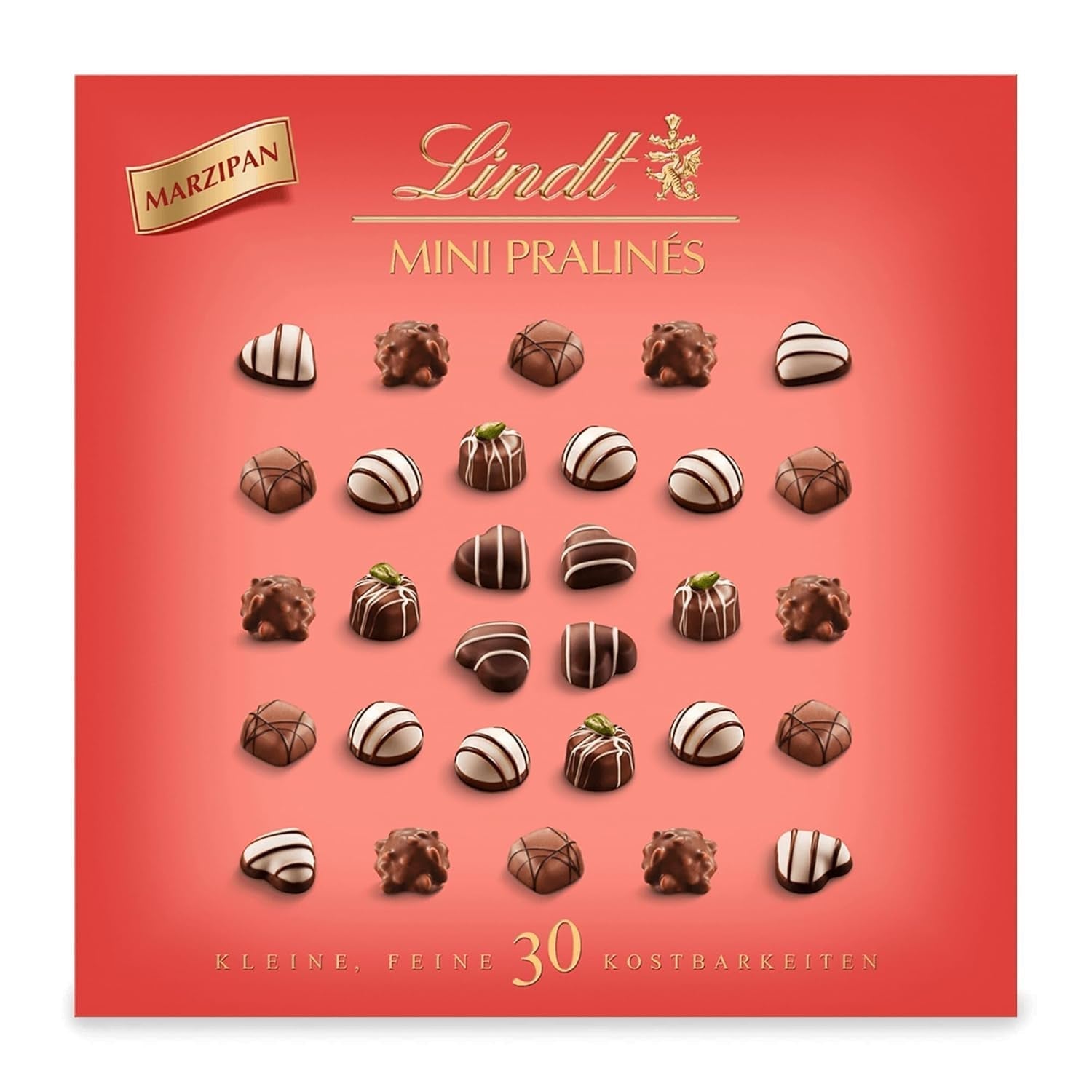 Lindt Chocolate - Nougat Mini-Pralinés, 165 Gramm, Schachtel mit 36 Pralinen Naty Shop Schokoladenbonbons 163 G Martipan