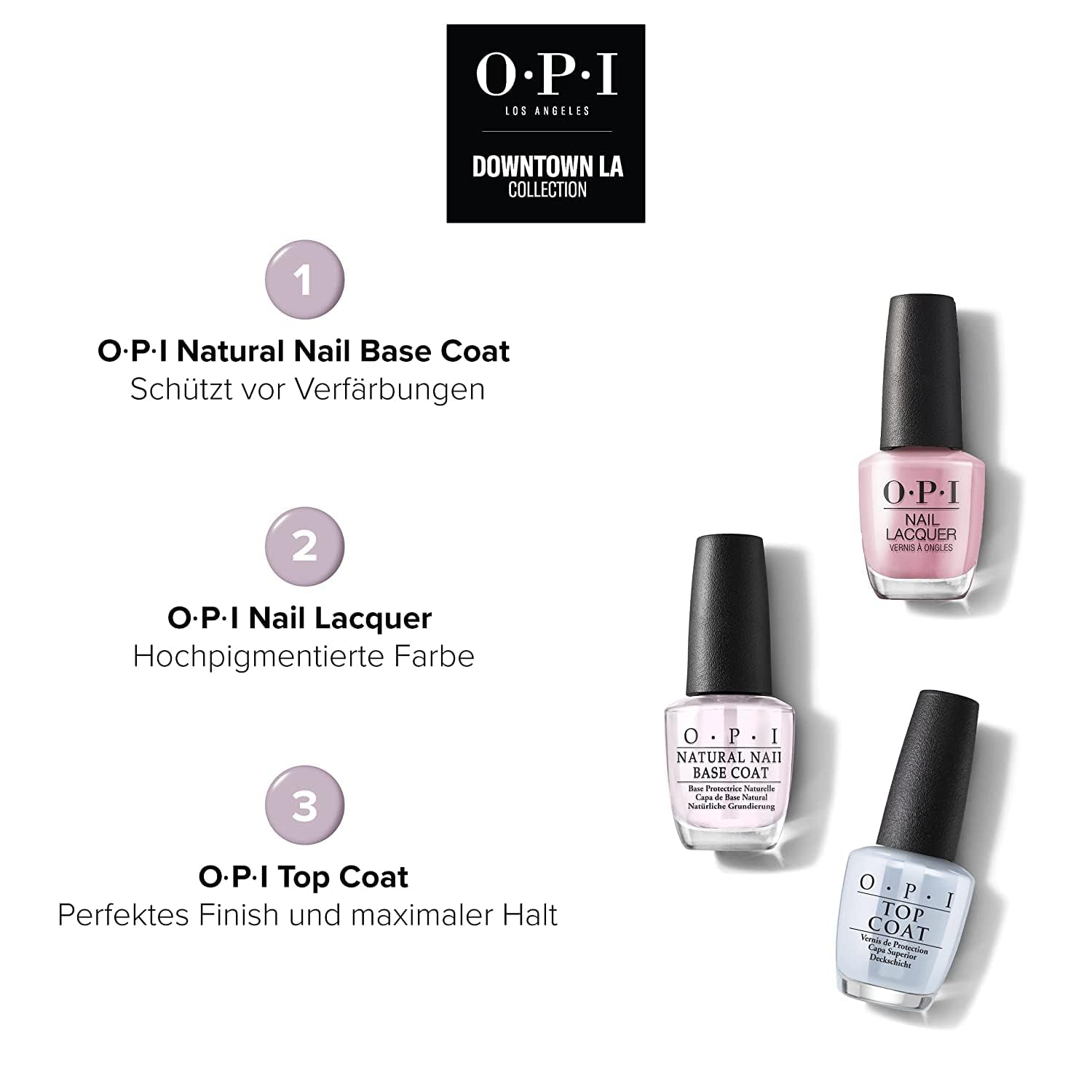Colecția OPI Downtown LA – Lac de unghii (P)Ink pe pânză – Oja cu rezistență de până la 7 zile – ojă de lungă durată cu o pensulă ProWide extra-lată pentru unghii perfecte