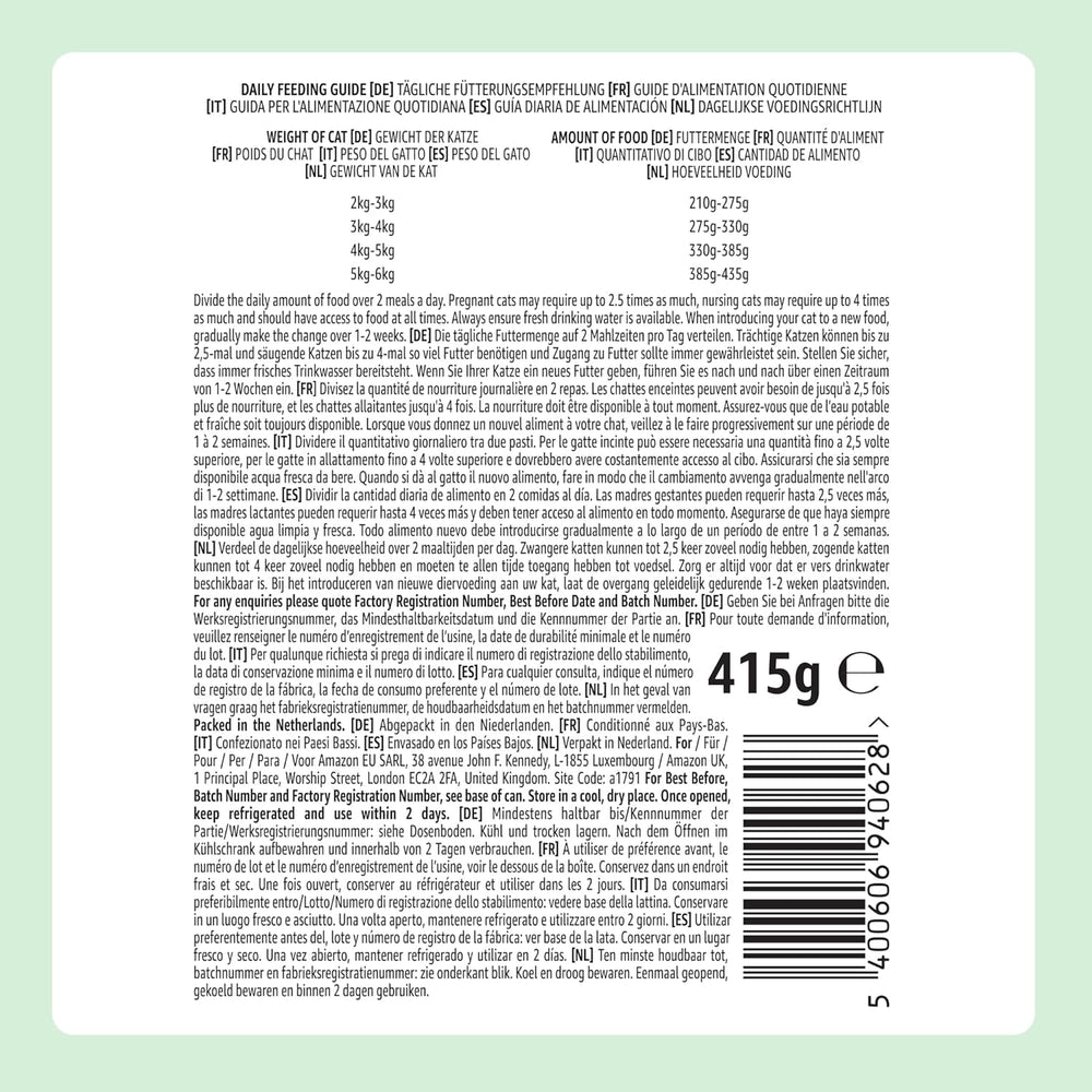by Amazon Katzensfutter, nass, Dose, Stücke mit Geflügel in Sauce, 12 x 415 g