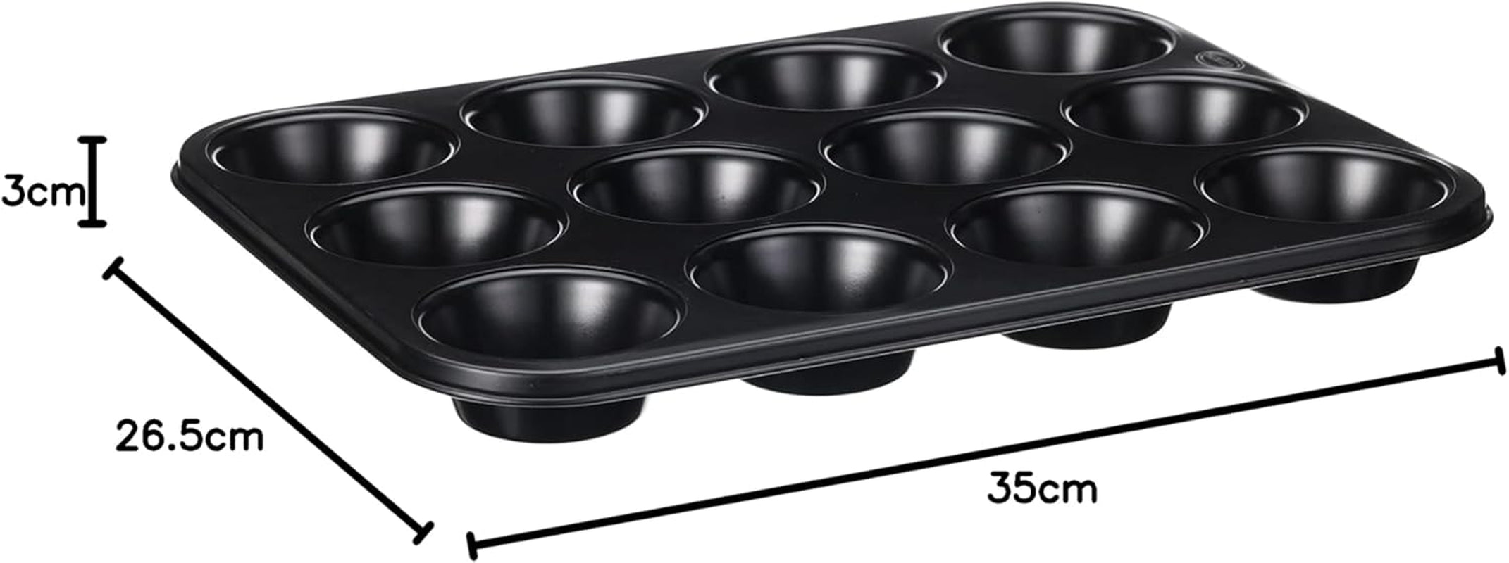 Wenco Muffinform 12Er Antihaft Backblech, Spülmaschinengeeignet, Karbonstahl – Muffinblech Für 12 Muffin – Hitzebeständig Bis 220°C, Schwarz Matrite si tavi pentru copt Naty Shop