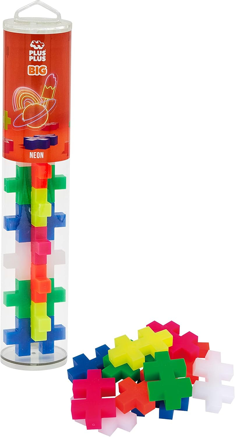 Plus-Plus 9603431 Kreativ-Bausteine Tube, Big Tropical, Geniales Konstruktionsspielzeug, 15 Teile, 38 cm