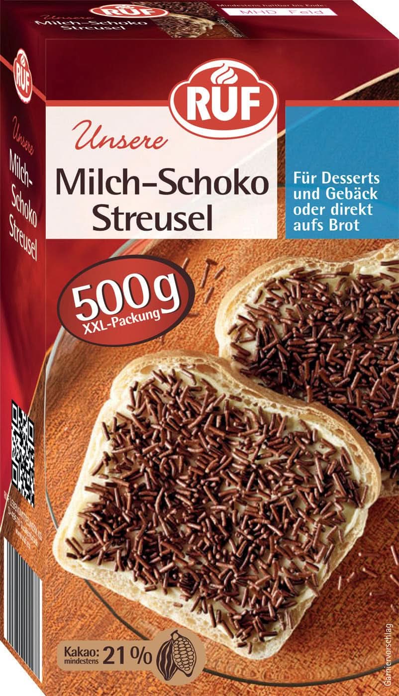 RUF Vermicelli Milchschokolade, 500 Gramm, glutenfreie Streusel Naty Shop Vollmilch