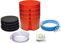Hydro Farmer, set de ghivece cu 19 piese Ø 18 cm (roșu), sistem de creștere care include 4 ghivece, 4 inele de udare, 4 capace, set adaptor și furtun de 2 m, hidroponică, aeroponică